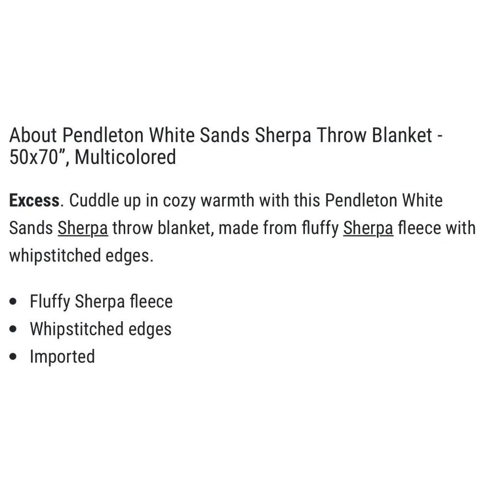 NWT Pendleton White Sands Sherpa Fleece 50x70 Aztec Throw Blanket Southwest - Picture 3 of 9